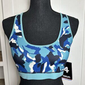 FourLaps Infinity‎ Sports Bra Womens Medium Crisp Camo/Porcelain Gym Workout NWT